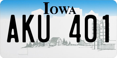 IA license plate AKU401