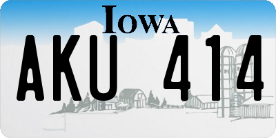 IA license plate AKU414