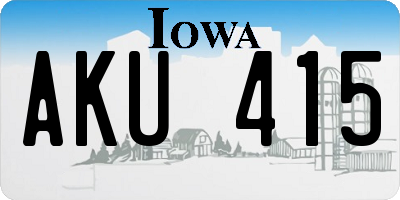 IA license plate AKU415