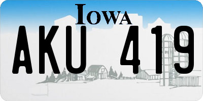 IA license plate AKU419