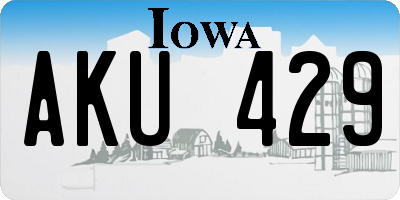 IA license plate AKU429