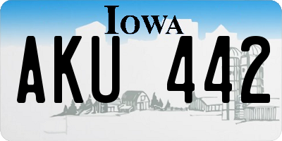 IA license plate AKU442