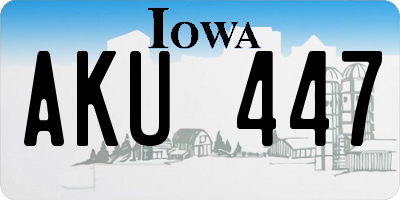 IA license plate AKU447