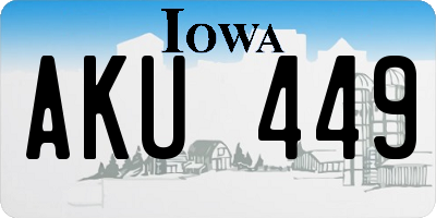 IA license plate AKU449