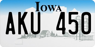 IA license plate AKU450