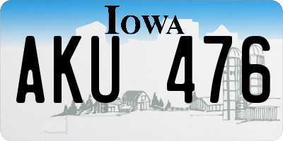 IA license plate AKU476