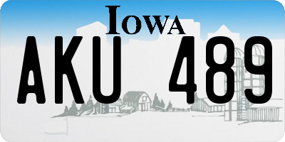 IA license plate AKU489