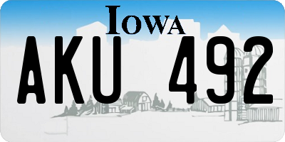 IA license plate AKU492