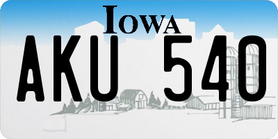 IA license plate AKU540