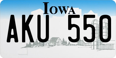 IA license plate AKU550