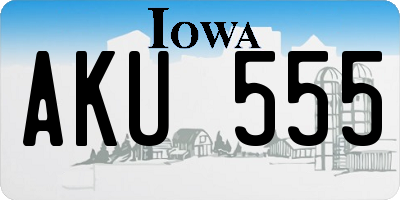 IA license plate AKU555