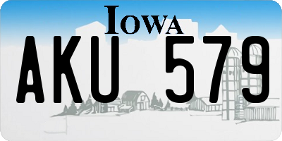 IA license plate AKU579
