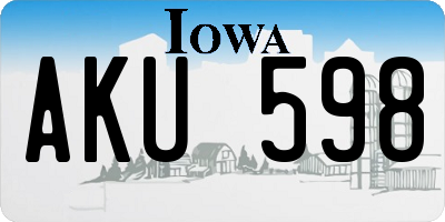 IA license plate AKU598