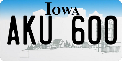 IA license plate AKU600