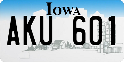 IA license plate AKU601