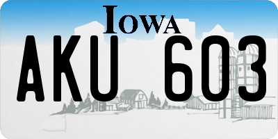 IA license plate AKU603