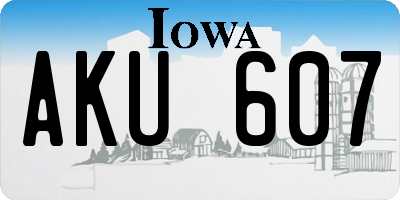 IA license plate AKU607