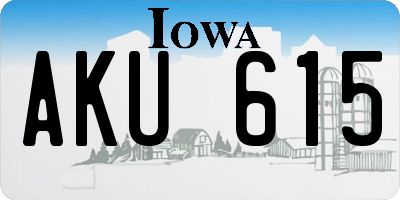 IA license plate AKU615