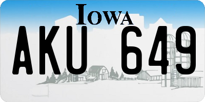 IA license plate AKU649