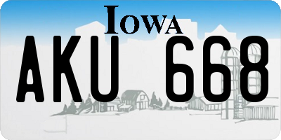 IA license plate AKU668