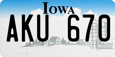 IA license plate AKU670