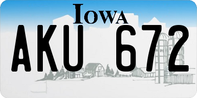 IA license plate AKU672
