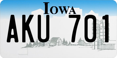 IA license plate AKU701