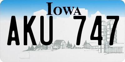 IA license plate AKU747