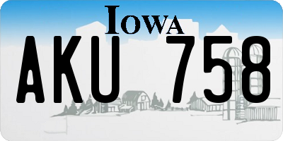 IA license plate AKU758