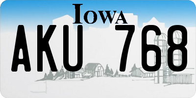 IA license plate AKU768