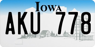 IA license plate AKU778