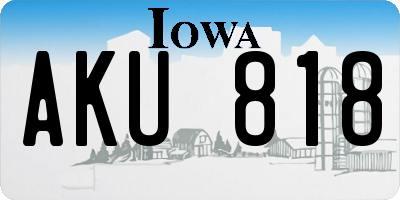 IA license plate AKU818