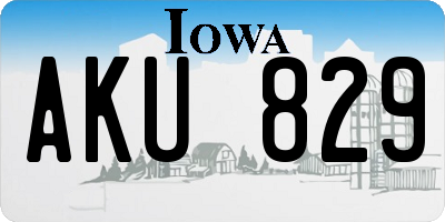 IA license plate AKU829