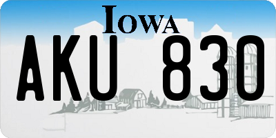 IA license plate AKU830