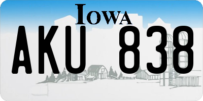 IA license plate AKU838