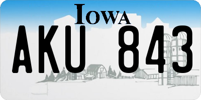 IA license plate AKU843