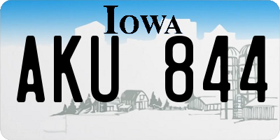 IA license plate AKU844