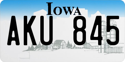 IA license plate AKU845