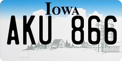 IA license plate AKU866