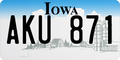 IA license plate AKU871