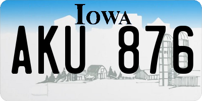 IA license plate AKU876
