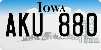 IA license plate AKU880