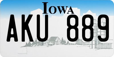 IA license plate AKU889