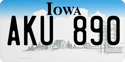 IA license plate AKU890