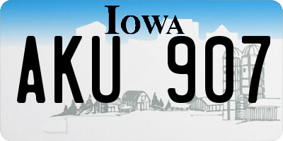 IA license plate AKU907
