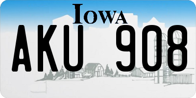 IA license plate AKU908