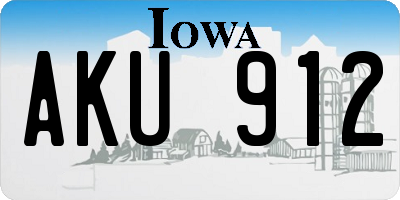 IA license plate AKU912