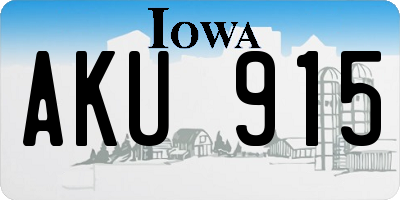 IA license plate AKU915