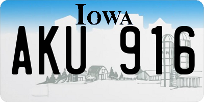 IA license plate AKU916