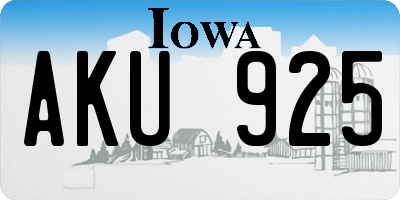 IA license plate AKU925